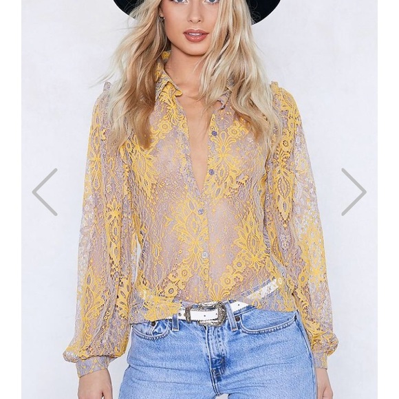 Nasty Gal Tops - Semi Sheer Lace Top